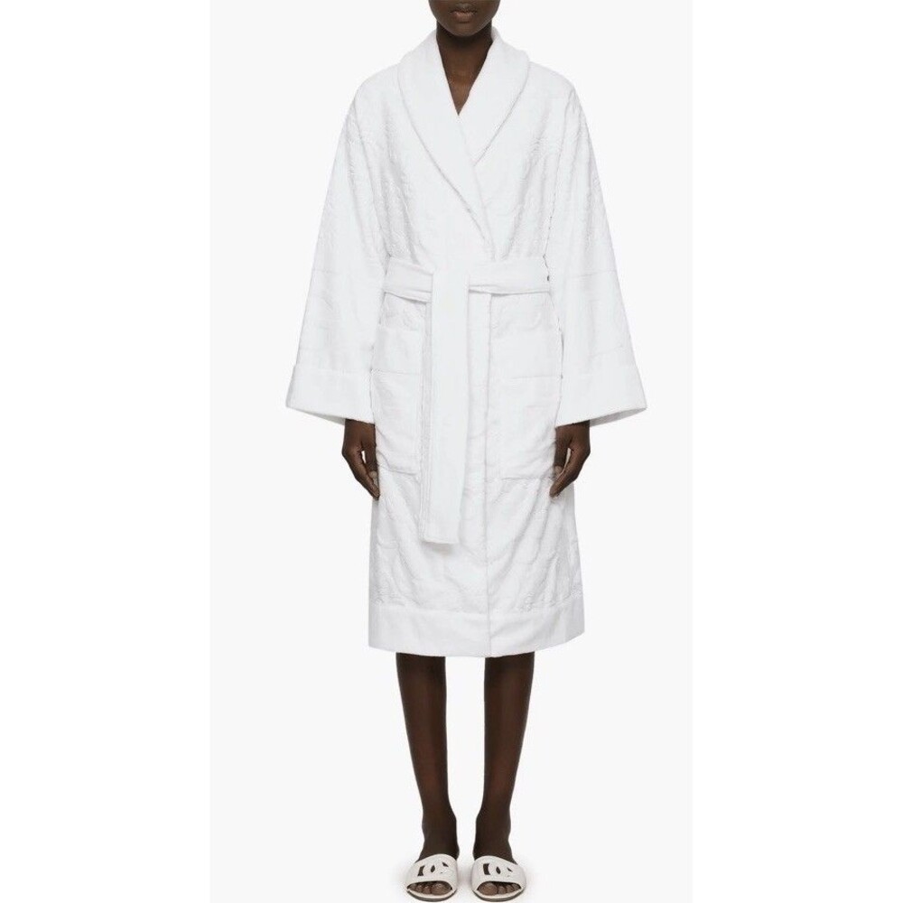 Dolce & Gabbana Casa Dg Logo Jacquard Bath Robe Large White $595